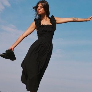 NWOT Free People Ruffle it Up Midi in black - S